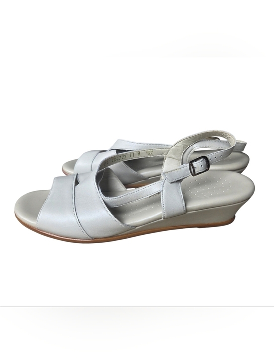 SAS Shoes - SAS Caress Bone White Cross Strap Wedge Leather Sandal Size 11 USA